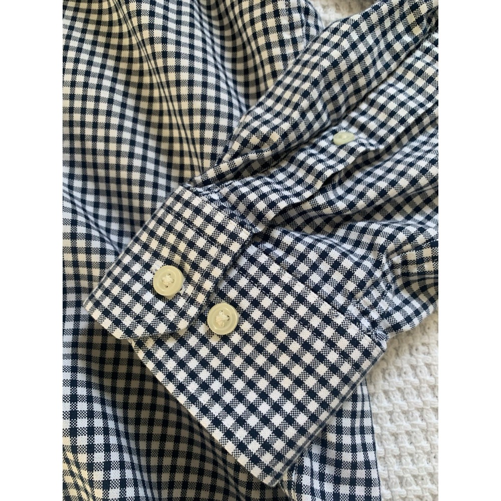 Banana Republic Shirt Men's Large L Untucked Fit White Blue Checked - Picture 5 of 11